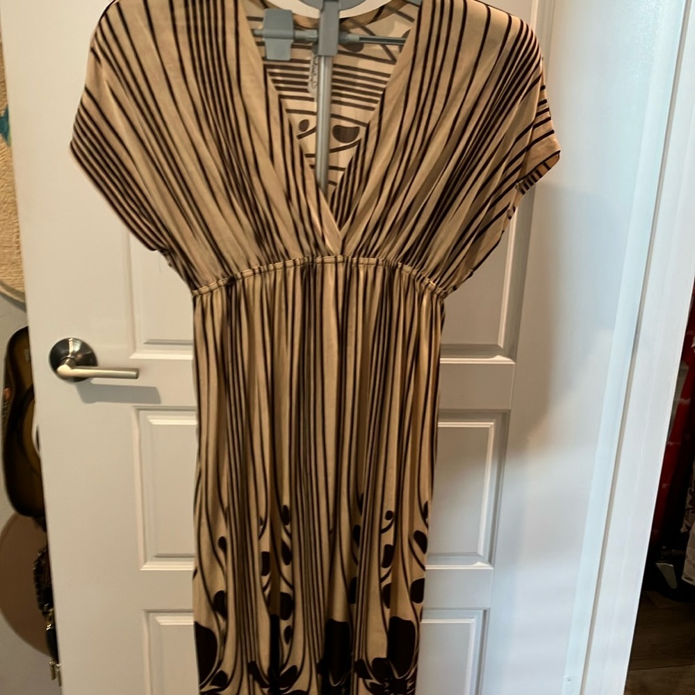 Christinalove Brown and Tan V-neck beach cover Up